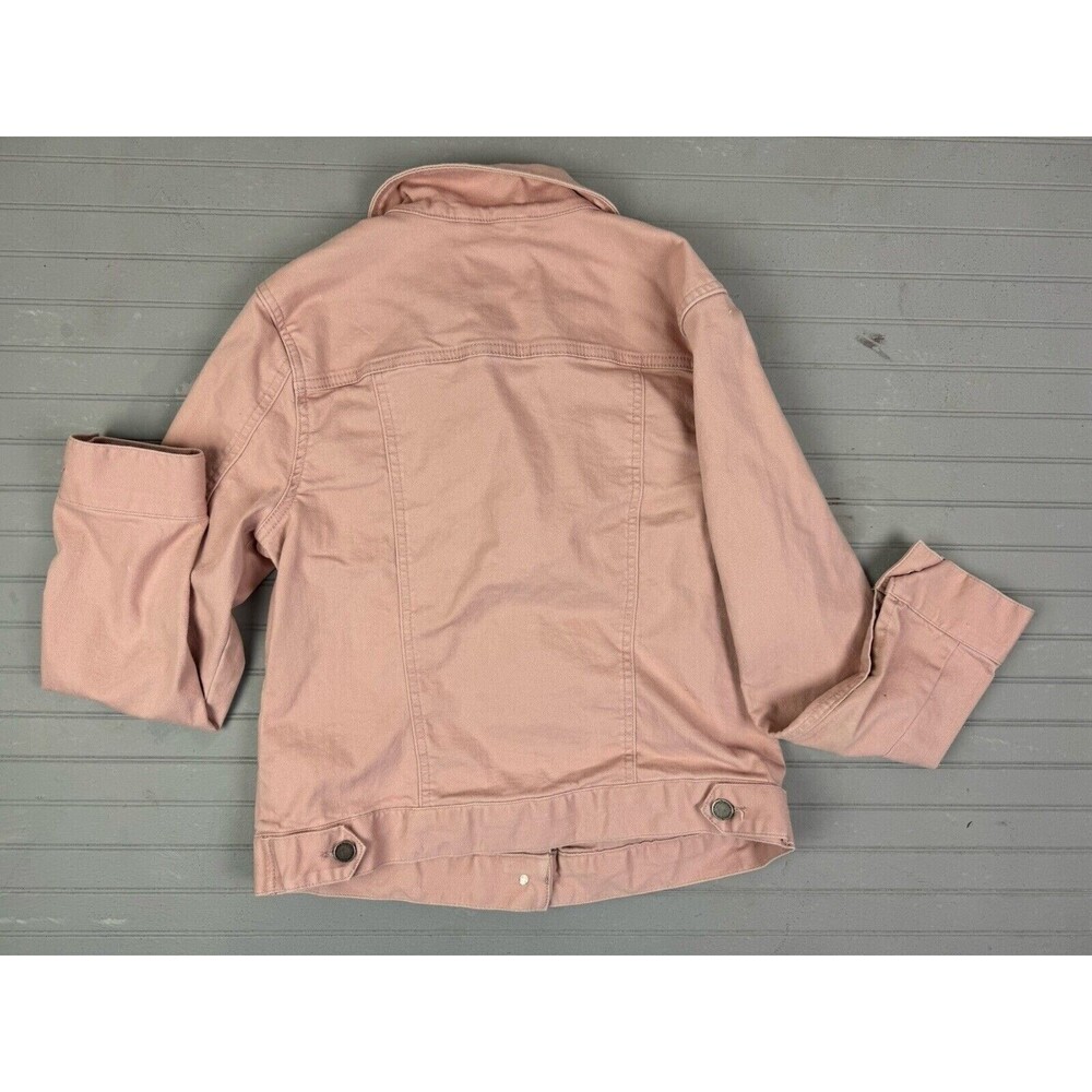 Market & Spruce Size M Womens Denim Jean Trucker Jacket Pink Stretch - Picture 3 of 3